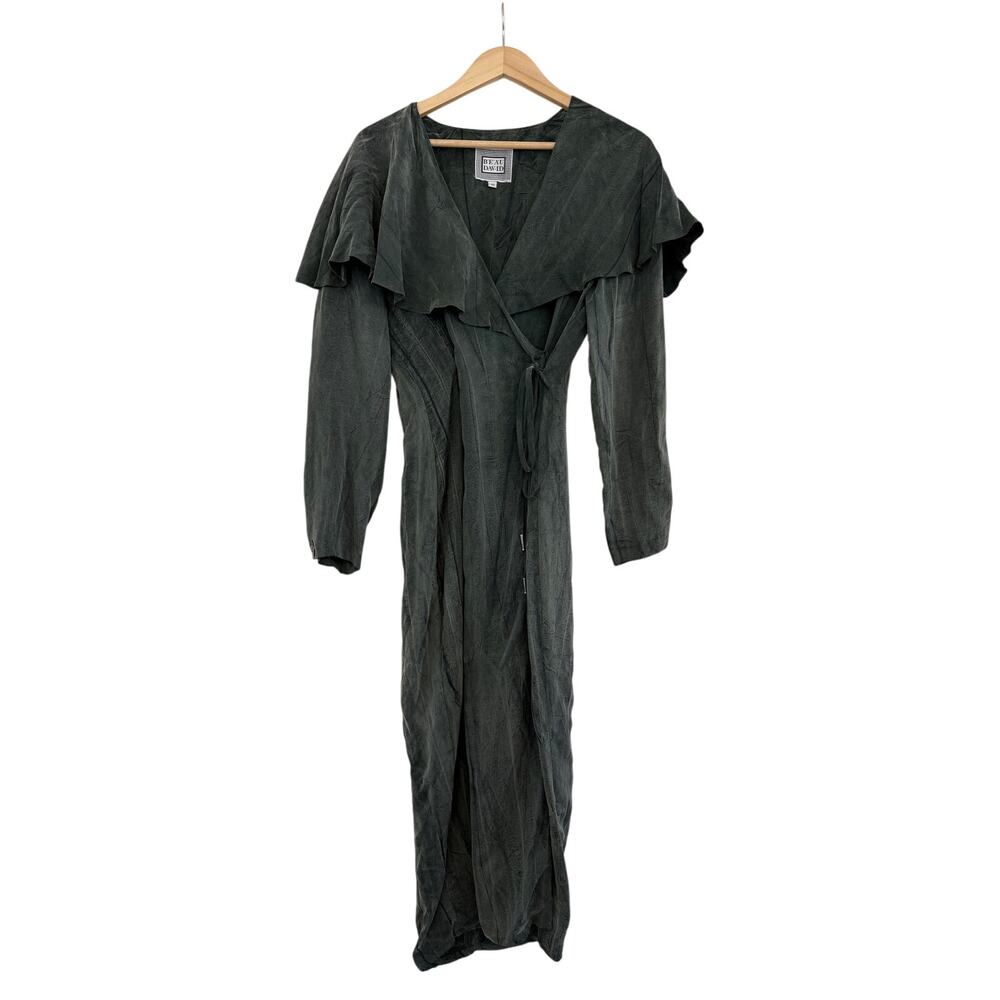 Beau David Wrap Midi Dress Womens Sz 10 Vintage Forest Fairy Whimsigoth Green
